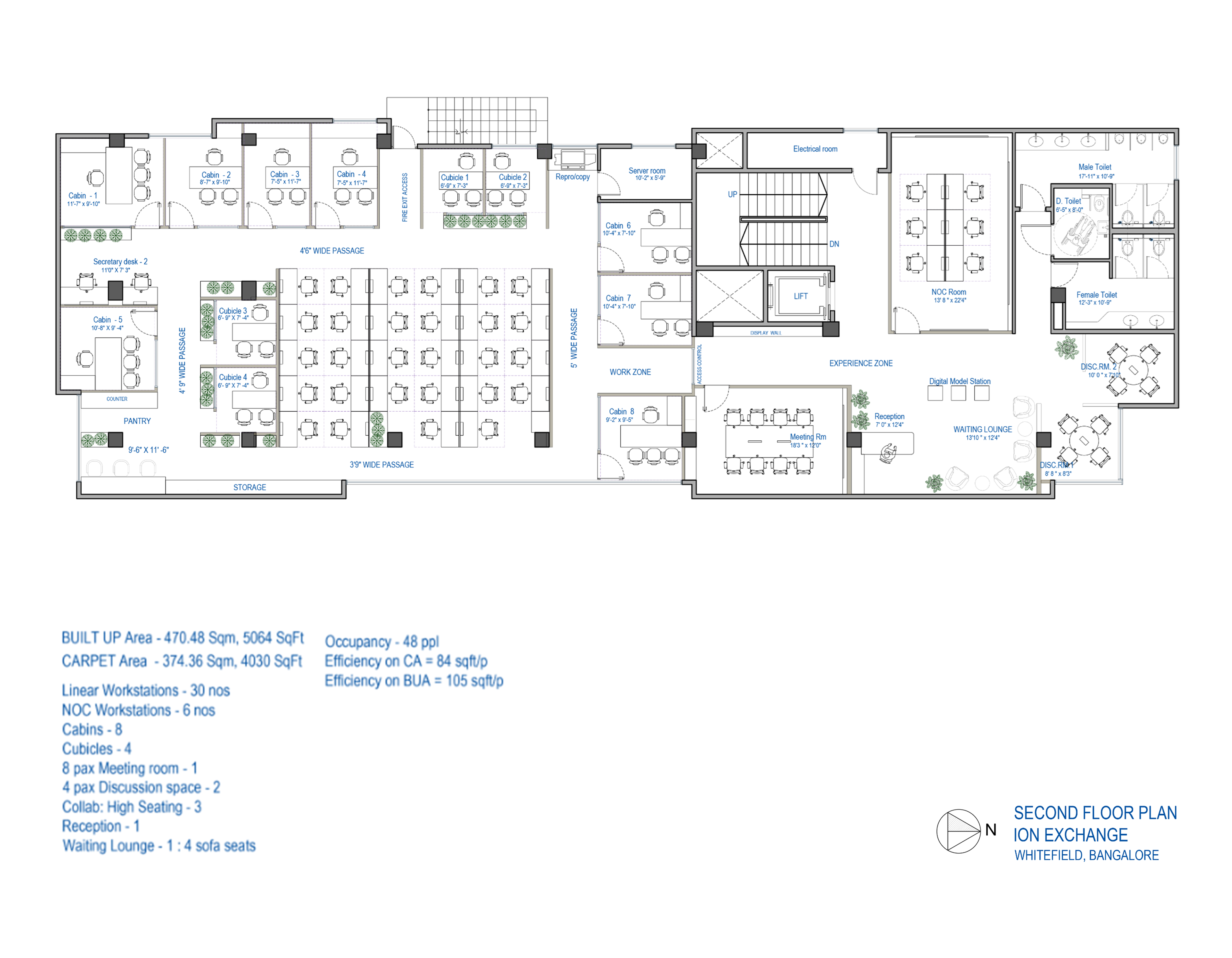 Second-floor plan, ION Exchange, Whitefield — enlarged