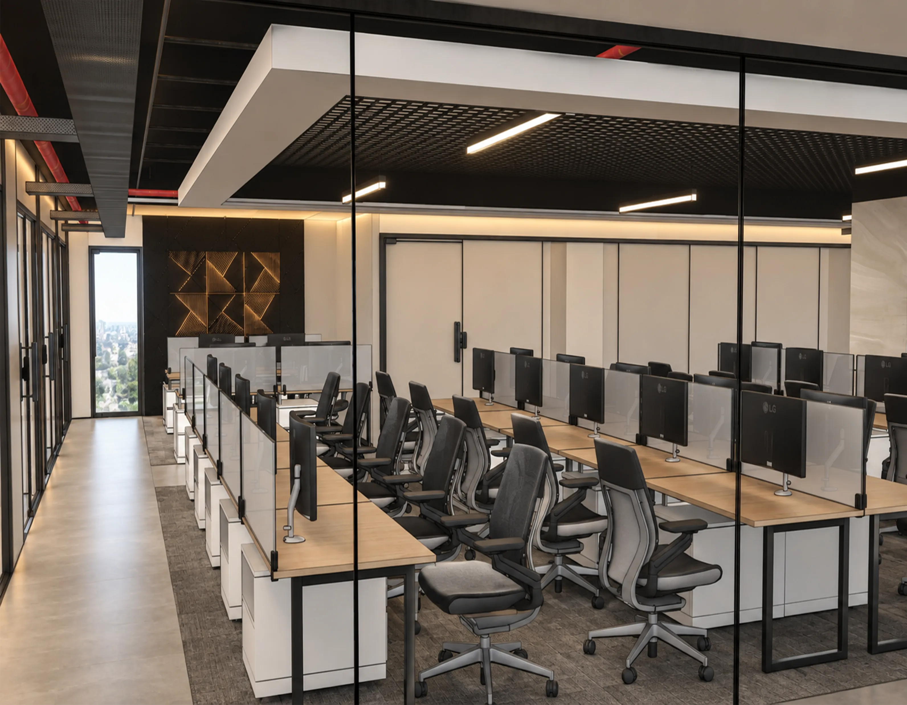 Open-plan workstation interior at Patil I-Labs